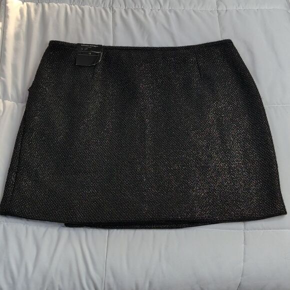 Banana Republic size 12 Metallic Tweed Wrap Skirt in Black and Gold, NEW - Picture 2 of 11